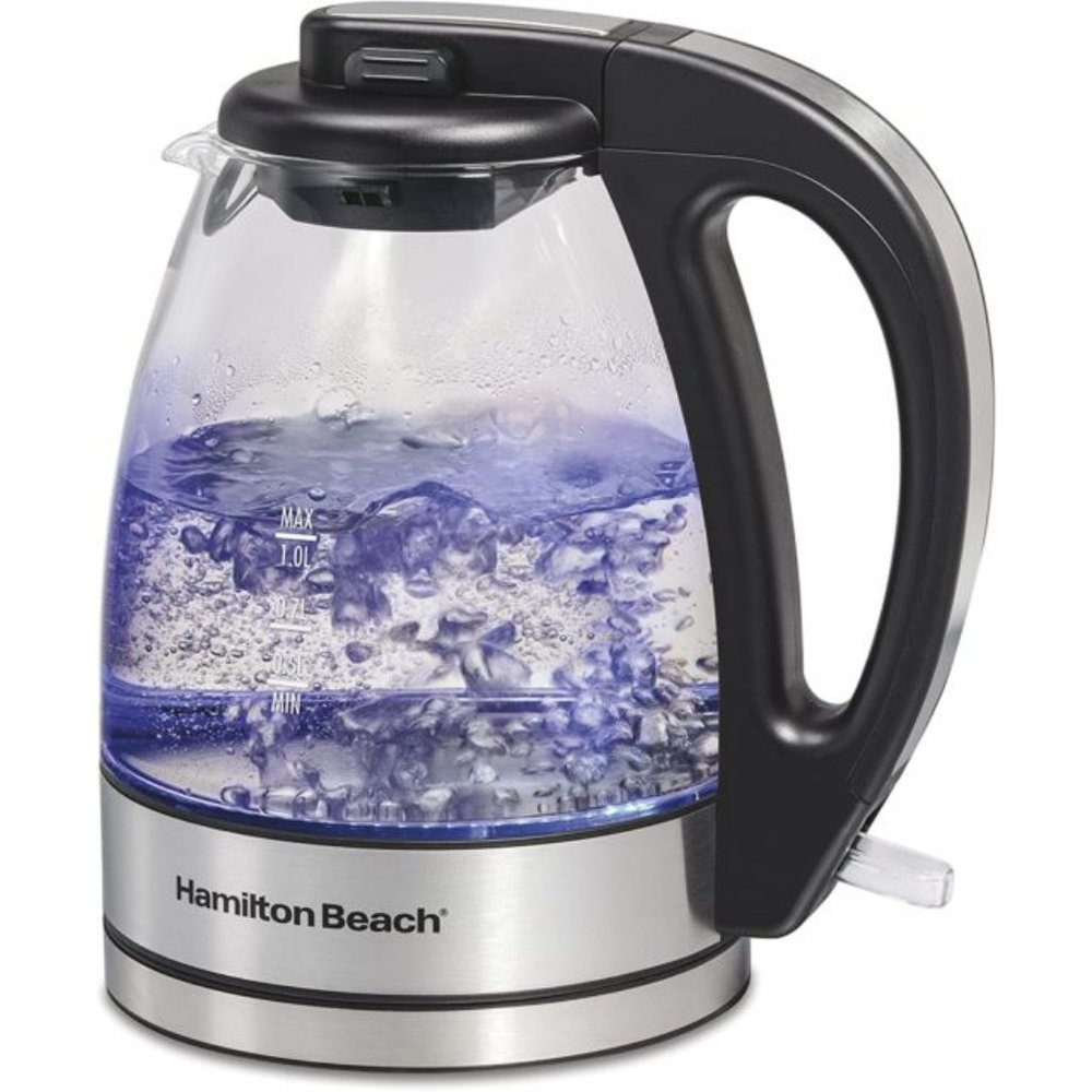 Hamilton Beach 1.7 Liter Electric Glass Kettle With Cord Free Serving 40864